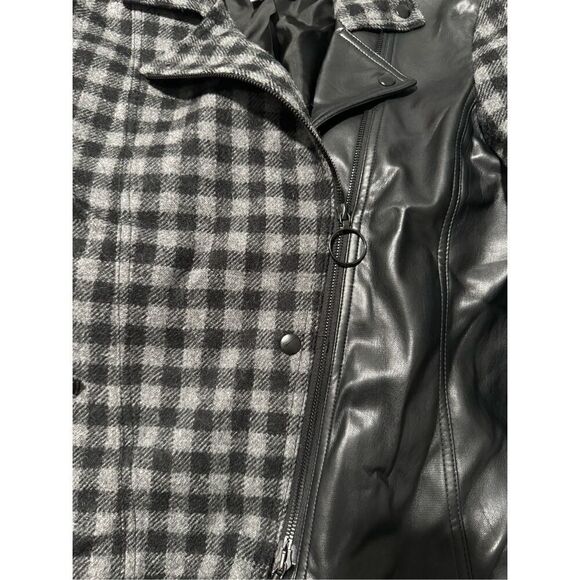 Akris punto Mixed tweed moto jacket gingham vegan leather 8 - Picture 5 of 15